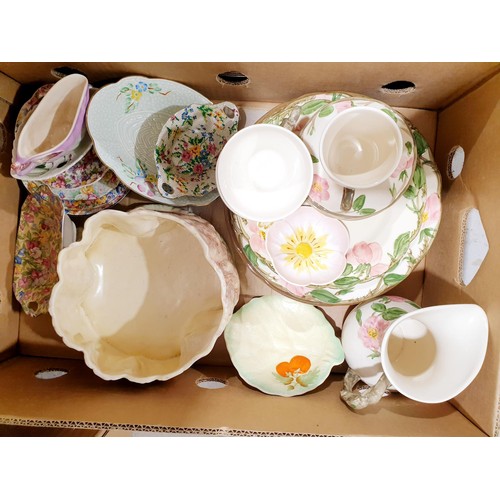 91 - Two boxes of ceramics including Torquay ware and Crown Devon. No shipping. Arrange collection or you... 