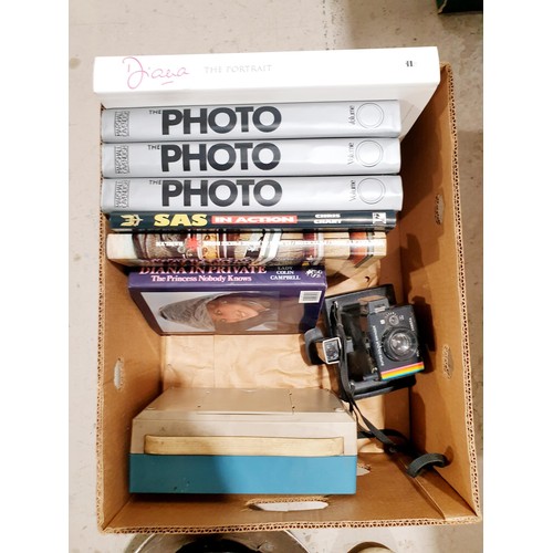 92 - A box of assorted including a military helmet and a vintage Phillips radio. No shipping. Arrange col... 