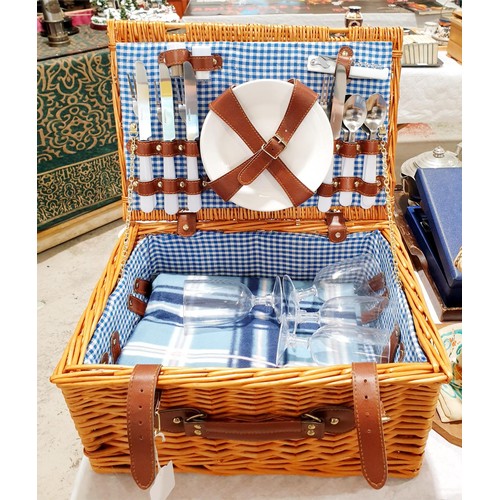 94 - A wicker picnic hamper. No shipping. Arrange collection or your own packer and shipper, please. Elec... 