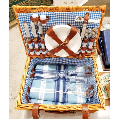 94 - A wicker picnic hamper. No shipping. Arrange collection or your own packer and shipper, please. Elec... 