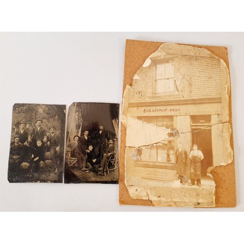 104 - A selection of antique photographs including tin plate. UK shipping £14.