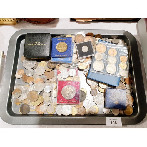 108 - British and foreign coins. UK shipping £14.