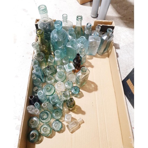 111 - A box of antique and vintage bottles. No shipping. Arrange collection or your own packer and shipper... 