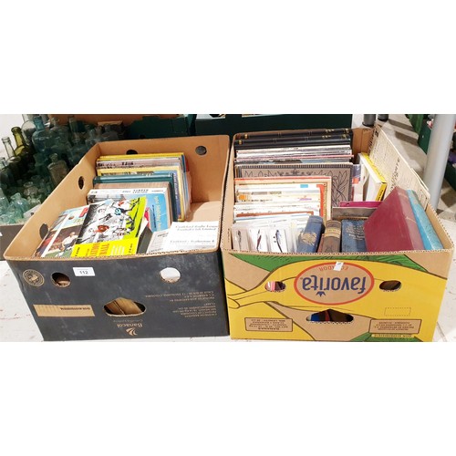 112 - Two boxes of antique and later books, ephemera and assorted. No shipping. Arrange collection or your... 