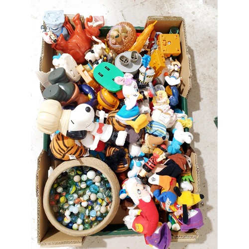 113 - A box of toys including McDonald's and marbles. No shipping. Arrange collection or your own packer a... 