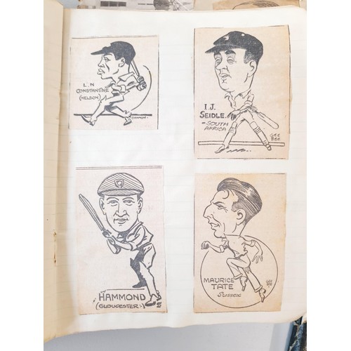 129 - An autograph book, a Duncan Edwards autograph and three scrapbooks of cricketers. UK shipping £14.