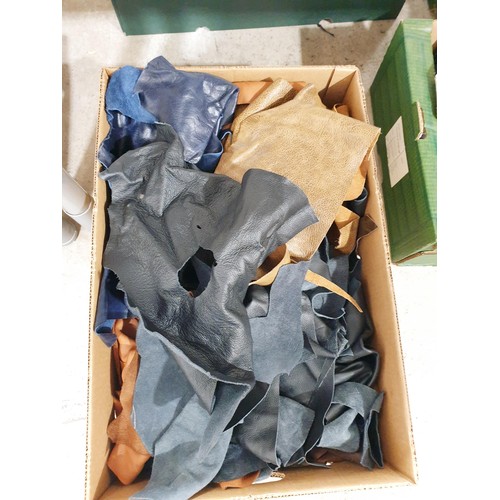 139 - Three boxes of Italian leather off cuts. No shipping. Arrange collection or your own packer and ship... 