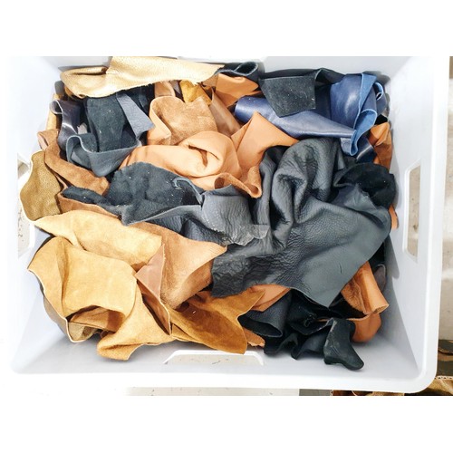 139 - Three boxes of Italian leather off cuts. No shipping. Arrange collection or your own packer and ship... 