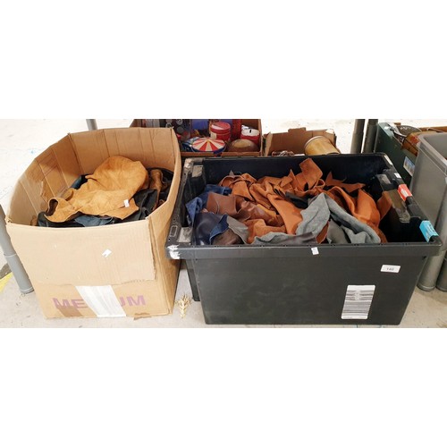 140 - Two boxes of Italian leather off cuts. No shipping. Arrange collection or your own packer and shippe... 