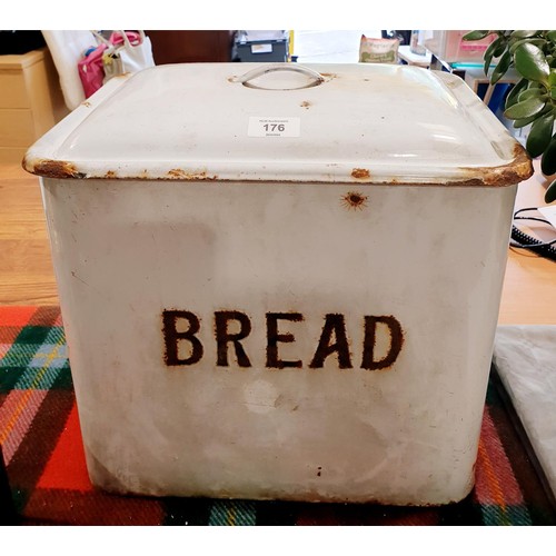 176 - A vintage enamel bread bin, height 36cm. No shipping. Arrange collection or your own packer and ship... 