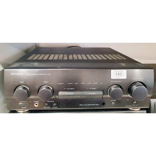 193 - A Kenwood stereo amplifier A-56, a Kenwood compact disc player OBP-76 and a Kenwood dual cassette pl... 