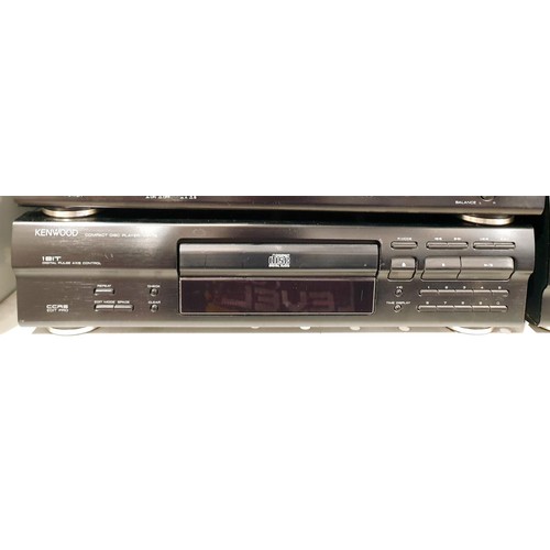 193 - A Kenwood stereo amplifier A-56, a Kenwood compact disc player OBP-76 and a Kenwood dual cassette pl... 