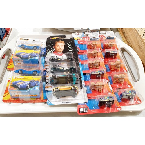 213 - A selection of new in packet toy cars including Matchbox. UK shipping £14.