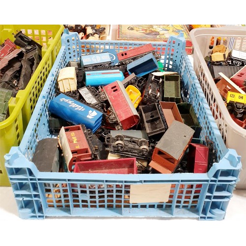 226 - Three boxes of 00 gauge rolling stock and locomotive parts. UK shipping £14.