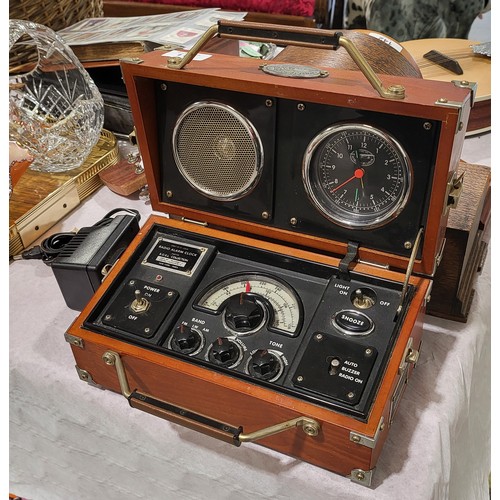 118 - A wooden cased Spirit of St Louis radio alarm clock, width 28cm. No shipping. Arrange collection or ... 