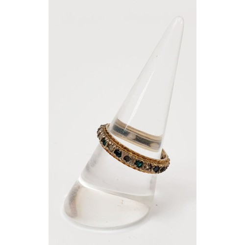 17 - A 9ct white and yellow gold ring set with coloured stones, A/F, gross weight 2.6g, size Q/R. UK ship... 