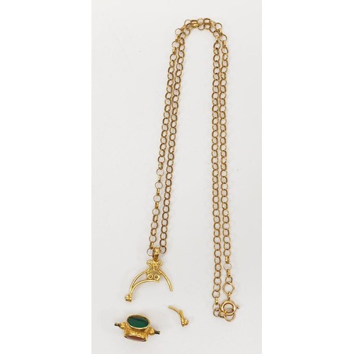 31 - A hallmarked 9ct gold stone set swivel pendant, A/F on a hallmarked 9ct gold chain, gross weight 7g.... 
