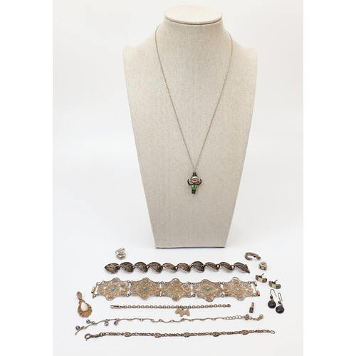 38 - A cold painted hallmarked silver Magic Roundabout Zebedee pendant, length 2.5cm on a silver chain, c... 