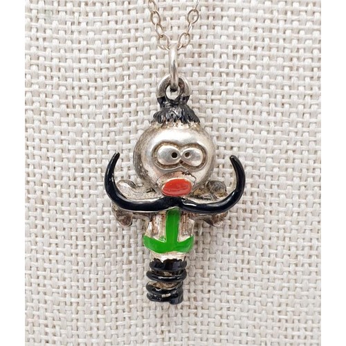38 - A cold painted hallmarked silver Magic Roundabout Zebedee pendant, length 2.5cm on a silver chain, c... 