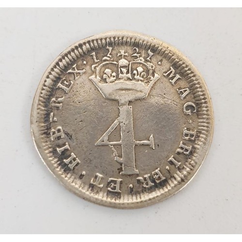 11 - A George I Maundy four pence coin, 1727. UK shipping £14.