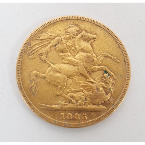 22 - A Queen Victoria 1885 sovereign. UK shipping £14.