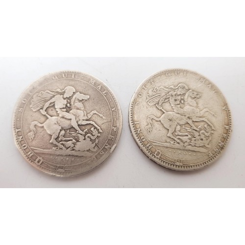 24 - Two George III crowns: both 1819. UK shipping £14.