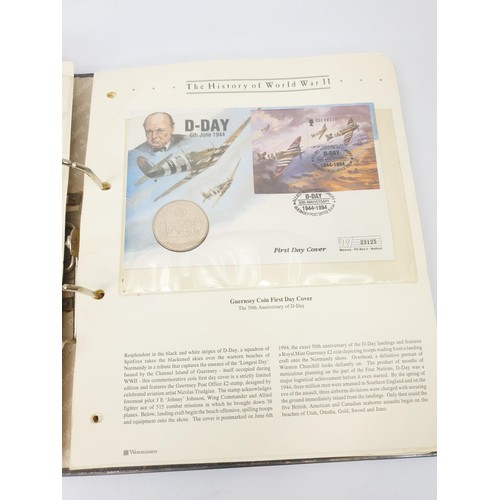 40 - A folder of military first day covers including some with coins. UK shipping £14.