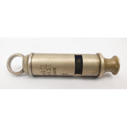 136 - A WWI trench whistle by A. De Courcy & Co. of Birmingham, 1916. UK shipping £14.