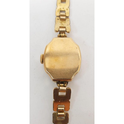 4 - A ladies Helvetia cocktail watch in a hallmarked 9ct gold case on a gold plated strap. UK shipping £... 