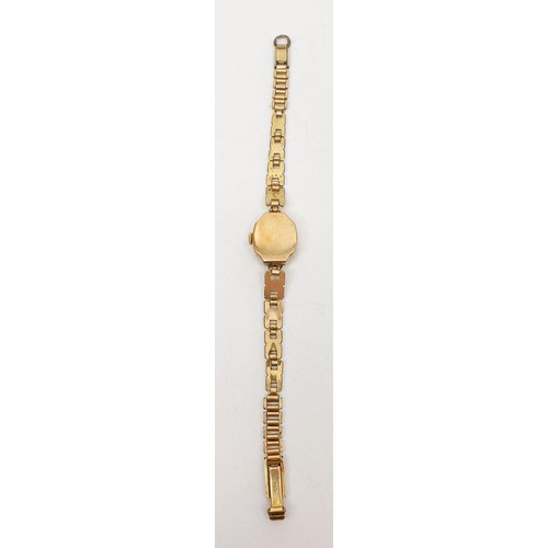 4 - A ladies Helvetia cocktail watch in a hallmarked 9ct gold case on a gold plated strap. UK shipping £... 