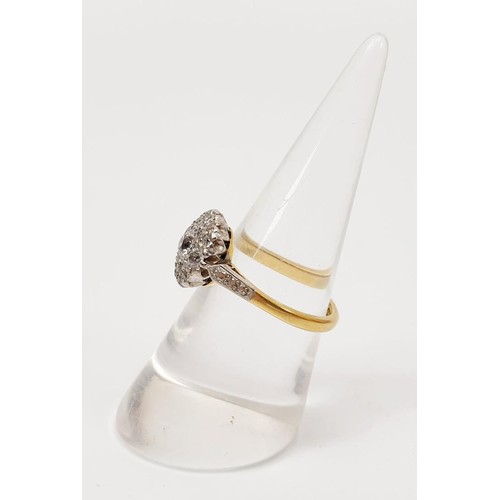 7 - An 18ct gold diamond cluster ring, gross weight 4.6g, size N/O. UK shipping £14.