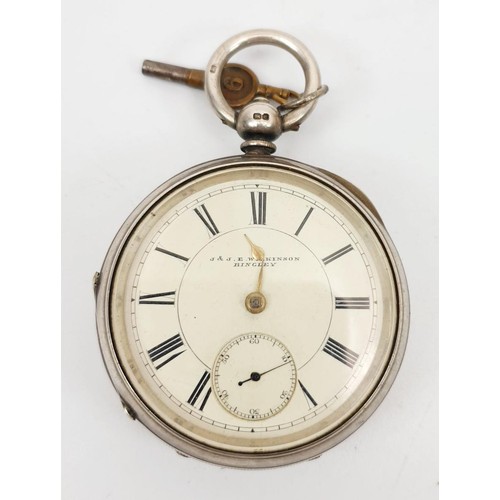 38 - A Victorian hallmarked silver pocket watch dial signed J & J. E. Wilkinson, Bingley, A/F, diameter 5... 