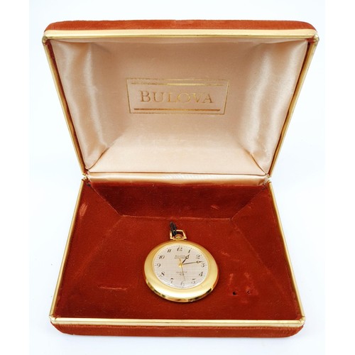 40 - A boxed vintage Bulova quartz pocket watch, diameter 4.5cm. UK shipping £14.