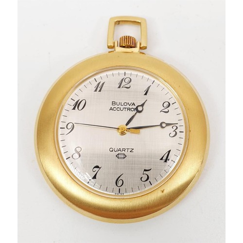 40 - A boxed vintage Bulova quartz pocket watch, diameter 4.5cm. UK shipping £14.