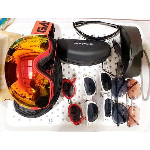 62 - A pair of Ganzton sport goggles together with ladies sunglasses. UK shipping £14.