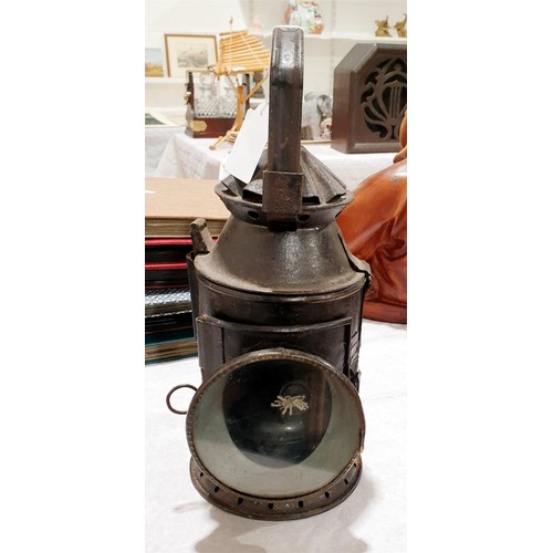 64 - An antique spirit railway lamp with a burner, height 35cm. No shipping. Arrange collection or your o... 