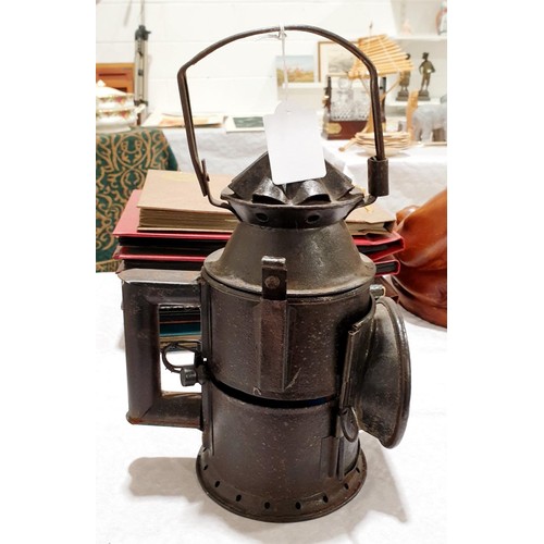 64 - An antique spirit railway lamp with a burner, height 35cm. No shipping. Arrange collection or your o... 