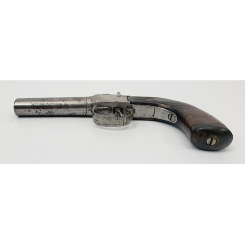 96 - A 19th century turn off barrel percussion pocket pistol, length 17cm. No shipping. Arrange collectio... 