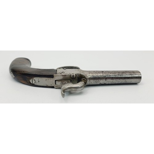 96 - A 19th century turn off barrel percussion pocket pistol, length 17cm. No shipping. Arrange collectio... 