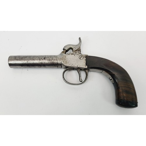 96 - A 19th century turn off barrel percussion pocket pistol, length 17cm. No shipping. Arrange collectio... 