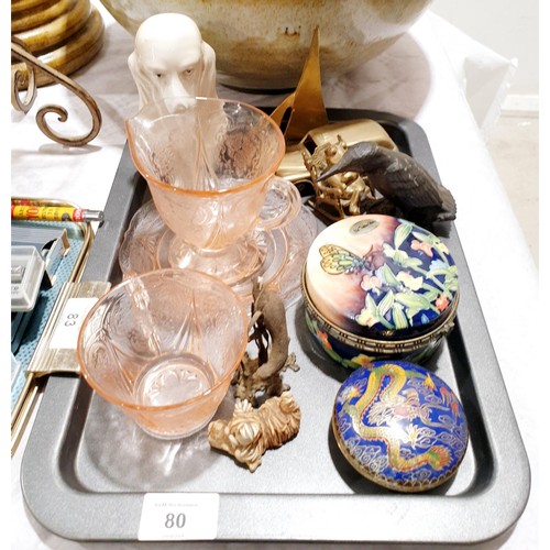 80 - A tray of assorted including Old Tupton Ware. No shipping. Arrange collection or your own packer and... 