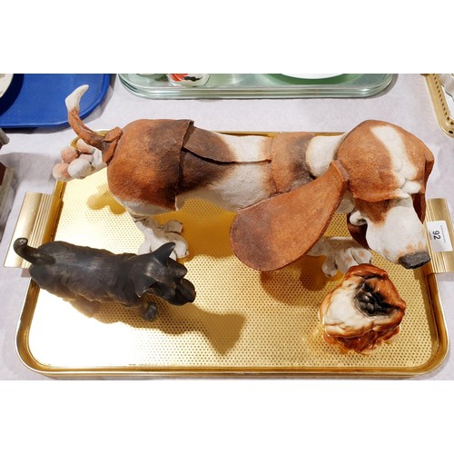 92 - A Beswick model of a dog and two other models of dogs, the longest 40cm. No shipping. Arrange collec... 