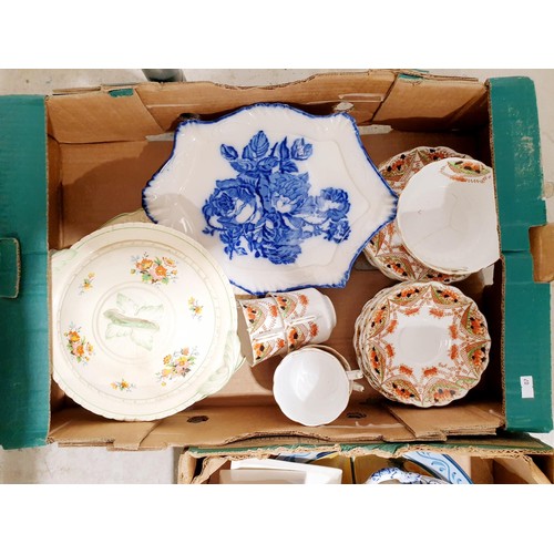 97 - Two boxes of antique and later ceramics and glass. No shipping. Arrange collection or your own packe... 