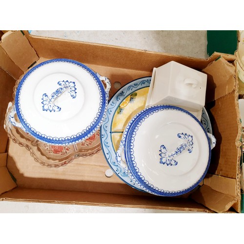 97 - Two boxes of antique and later ceramics and glass. No shipping. Arrange collection or your own packe... 