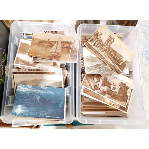 117 - Two boxes of topographical postcards. UK shipping £14.