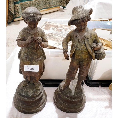 145 - A pair of French spelter figures 