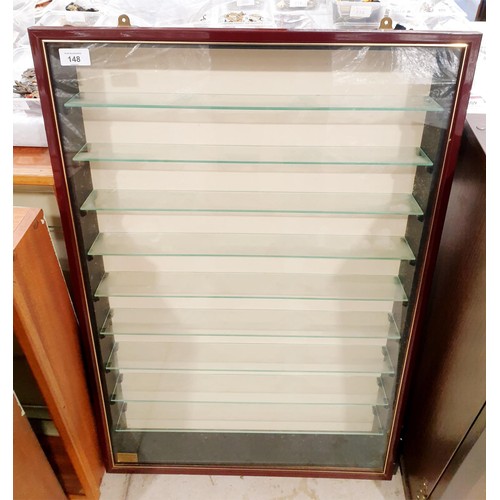 148 - A collector's wall hanging display cabinet, 84x56x9cm. No shipping. Arrange collection or your own p... 