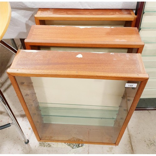 149 - Three collector's wall hanging display cabinets 63x47x12cm. No shipping. Arrange collection or your ... 