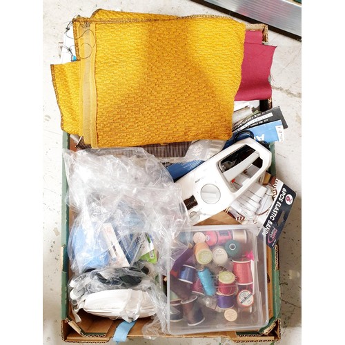 164 - A box of sewing items. No shipping. Arrange collection or your own packer and shipper, please. Elect... 