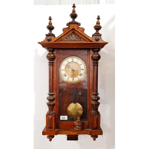 169 - An antique wall clock, length 80cm. No shipping. Arrange collection or your own packer and shipper, ... 